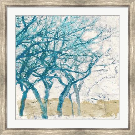 Framed Turquoise Trees I Print