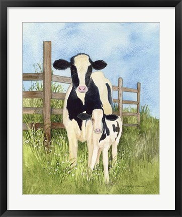 Framed Farm Family Cows Print