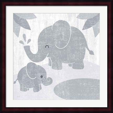 Framed Safari Fun Elephant Gray no Border Print