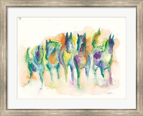 Framed Watercolor Horses Print