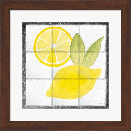 Framed Citrus Tile VI Black Border Print