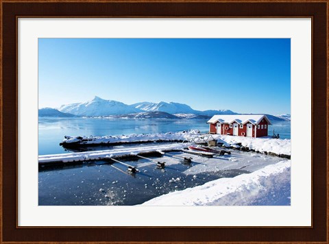 Framed Fishing Dock on the Fjord Print