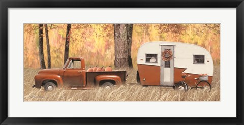 Framed Fall Camping with bike Print