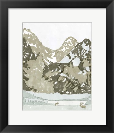Framed Watercolor Mountain Retreat II Print