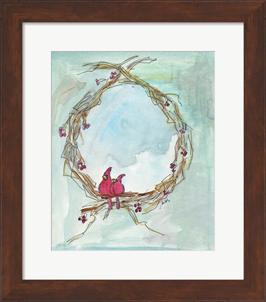 Framed Cardinal Wreath Print