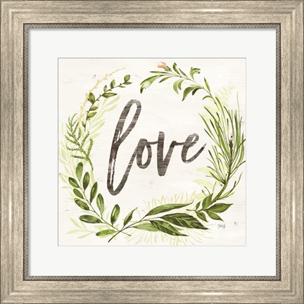 Framed Love Greenery Wreath Print