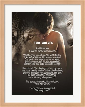 Framed Two Wolves Print