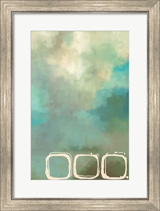 Framed Retro in Aqua and Khaki II Print