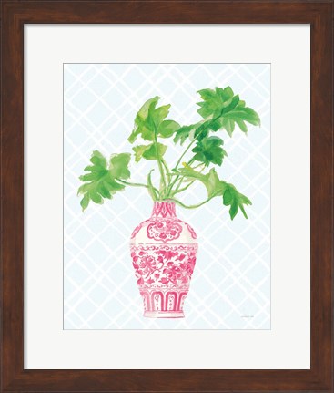 Framed Palm Chinoiserie III Pink Print