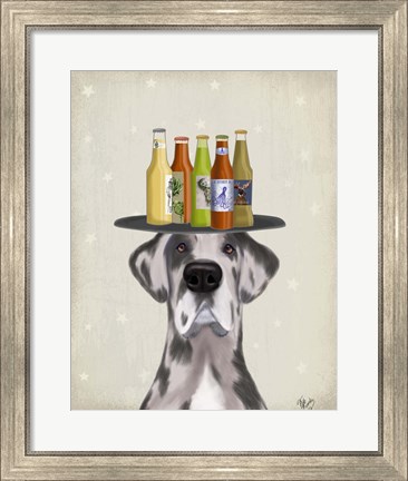 Framed Great Dane Harlequin Beer Lover Print