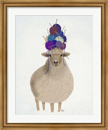 Framed Sheep with Wool Hat, Full Print