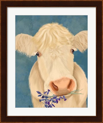 Framed Cow Cream, Bluebells Print