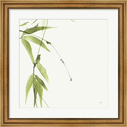 Framed Bamboo V Green Print
