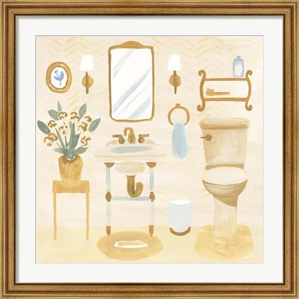 Framed Golden Bath I Print