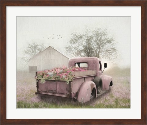 Framed Pink Flower Truck Print