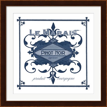 Framed Indigo Wine Labels II Print