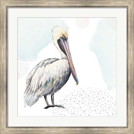 Framed Turquoise Pelican Print