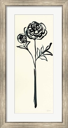 Framed Floral Line I on Cream Print