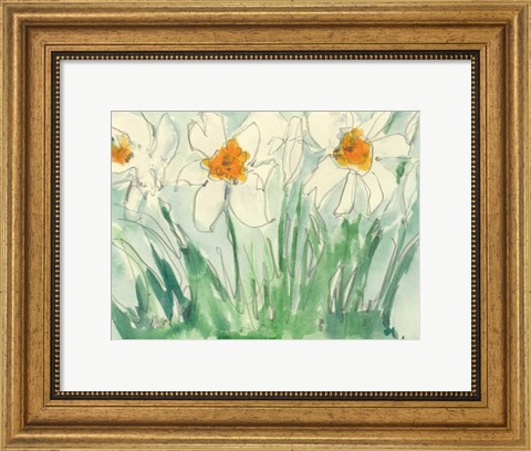 Framed Daffodils Orange and White I Print