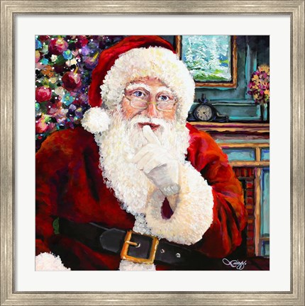 Framed Santa&#39;s Hush Print