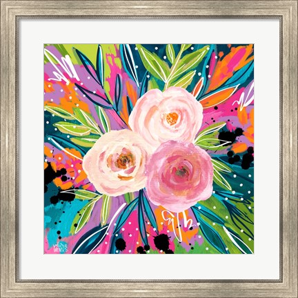 Framed Pink Floral II Print