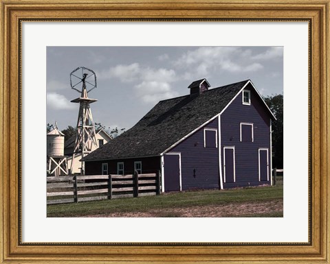 Framed Blue Barn Print