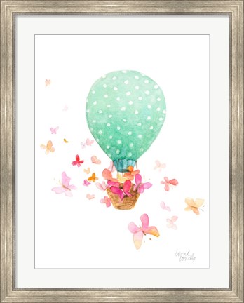 Framed Hot Air Balloon With Butterflies Print