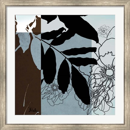 Framed Blue &amp; White Silhouette II Print