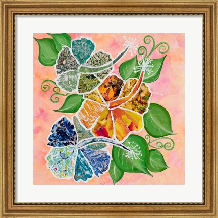 Framed Hibiscus Bouquet Collage Print