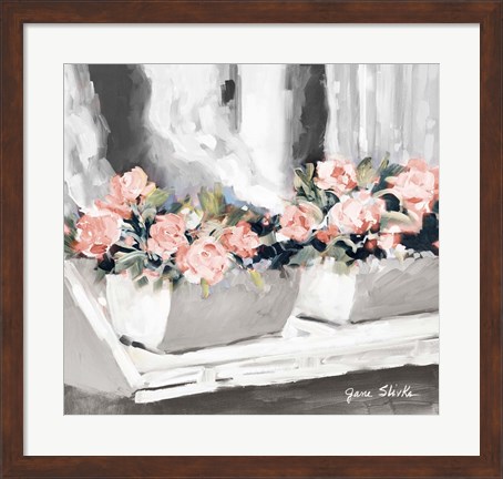 Framed Pink Floral Window Print