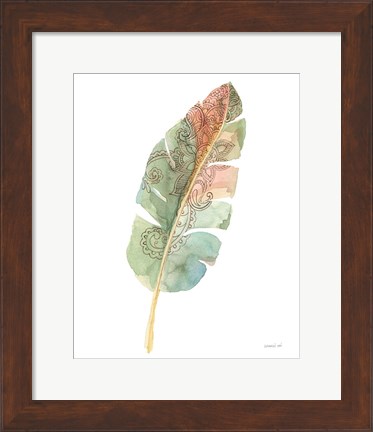 Framed Boho Tropical Leaf I on White Print