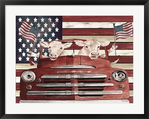 Framed Patriotic Cows Print