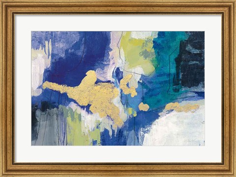 Framed Sparkle Abstract III Blue Crop Print