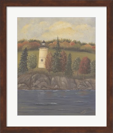 Framed Lighthouse in Autumn Print