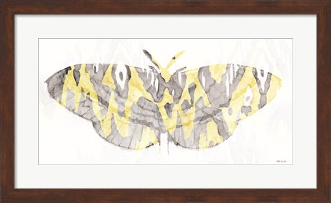 Framed Yellow-Gray Patterned Moth 1 Print