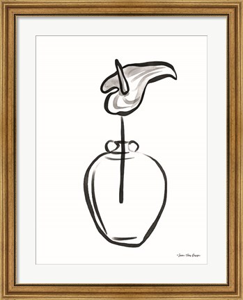 Framed Flower and Pot Drawing Print