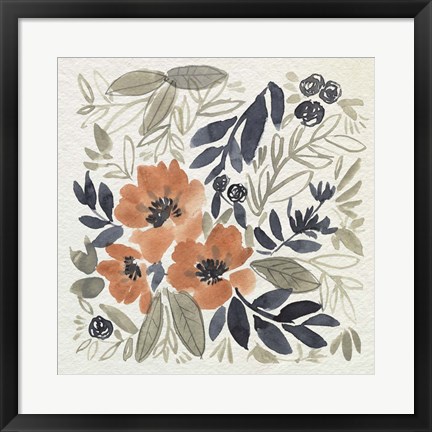Framed Sienna &amp; Paynes Flowers II Print