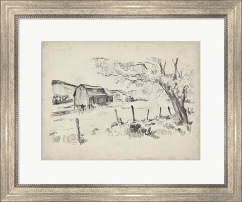 Framed Sketched Barn View II Print