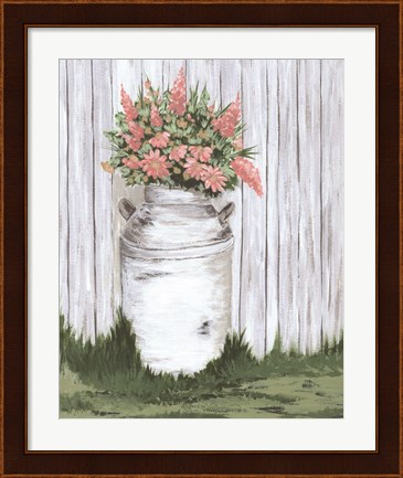Framed White Washed Milk Can Print