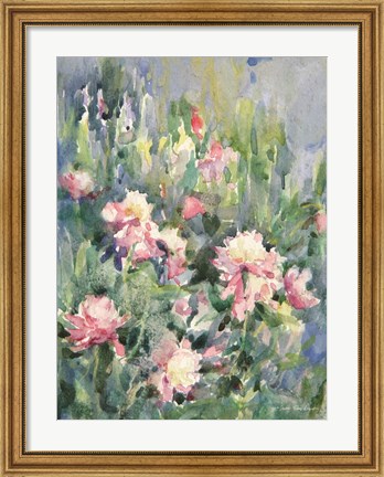 Framed Watercolor Garden of Roses Print