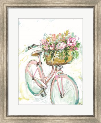 Framed Bicycle with Flower Basket Print