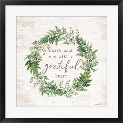 Framed Grateful Heart Wreath Print