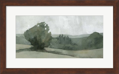 Framed Soft Green Landscape I Print