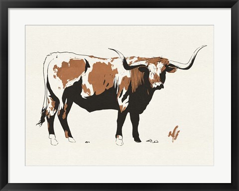 Framed Terre Cotta Steer I Print