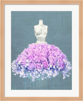 Framed Dressed in Flowers II (Ocean Blue) Print