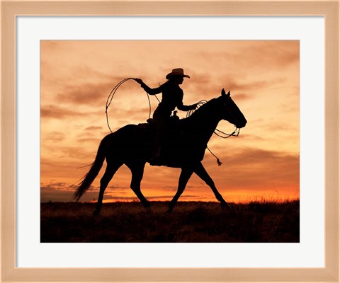Framed Cowgirl Silhouette Print