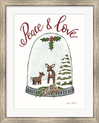 Framed Peace and Love Deer Print