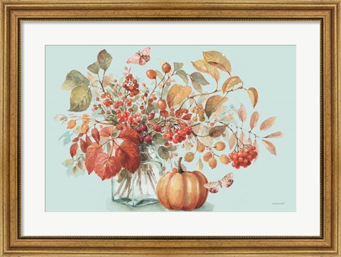 Framed Autumn in Nature 01 on Aqua Print
