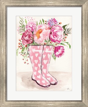 Framed Rain Boot Flowers Print