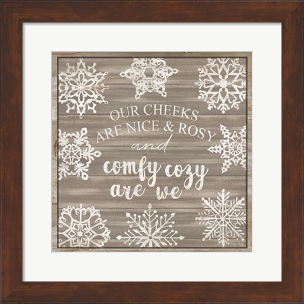 Framed Comfy Cozy Snowflakes Print